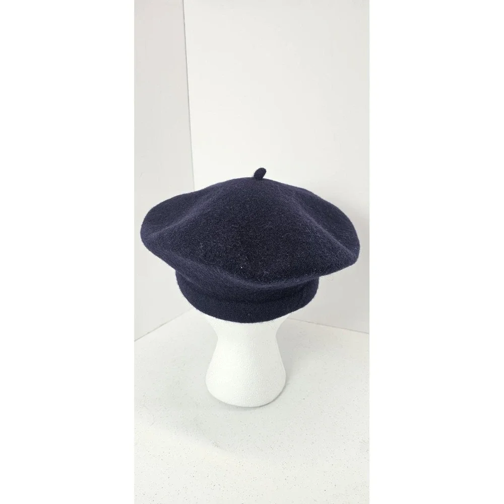 Vintage Navy Blue 100% Wool Beret Hat Made In Czechoslovakia French Style Cap - Picture 3 of 6